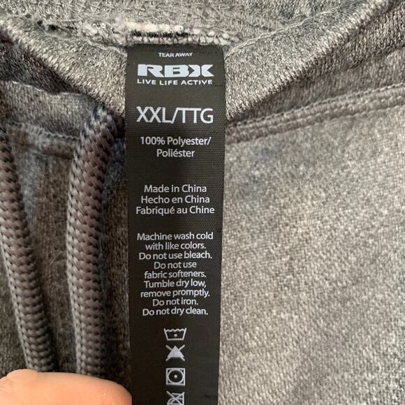 RBX men's gray zipper pocket jogger style sweatpants SZ XXL - Picture 9 of 9